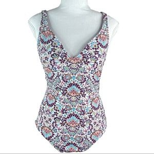 Mossimo Purple Floral One Piece Swimsuit Sz M